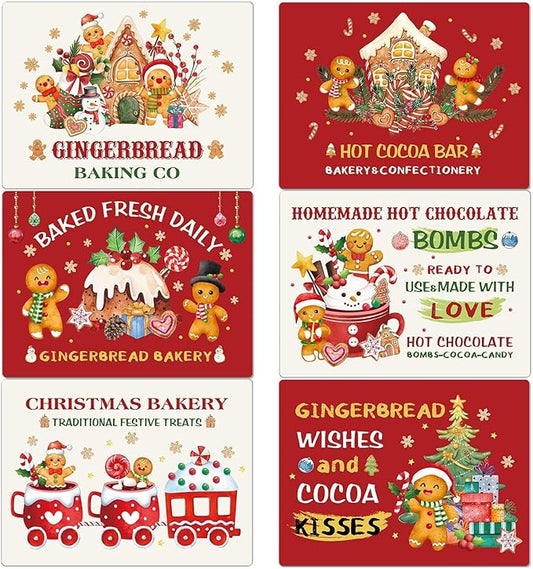 Gingerbread Christmas Placemats Set of 6 Gingerbread Candy Plastic Table Mats Hot Cocoa Place Mats Xmas Gnome Tree Washable Table Decoration for Indoor Outdoor Party Kitchen Dining-HomvellaHome