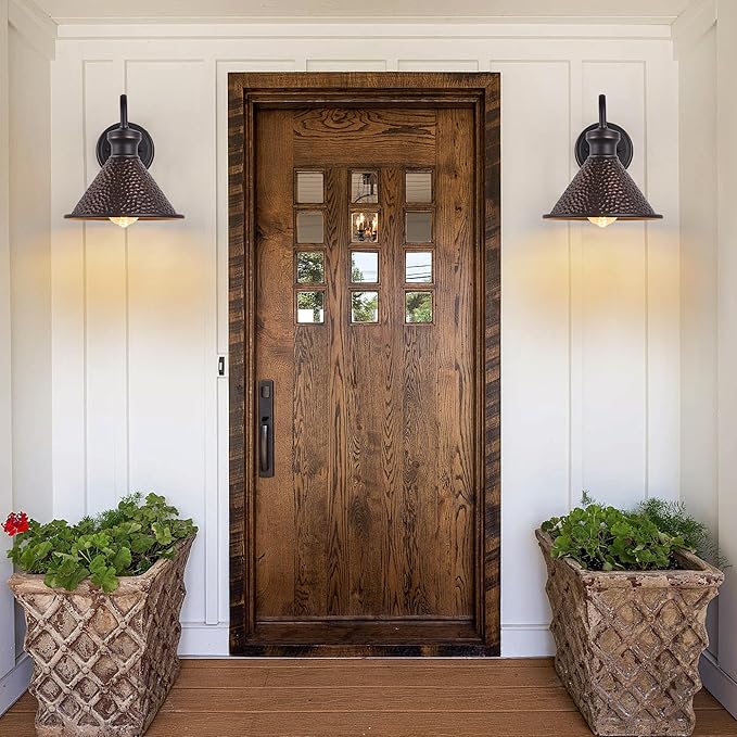 Gooseneck Outdoor Wall Sconce 1-Light E26 Socket Farmhouse Wall Mount Porch & Patio Lights,9.3Inch Width Casting Aluminum Shade,Oil Rubbed Bronze,Easily Installed in Outdoor and Indoor.-HomvellaHome