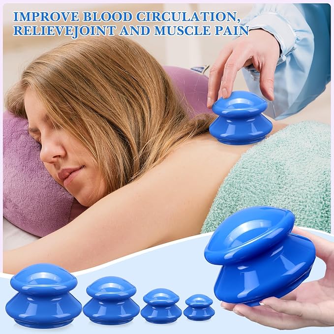 Geiserailie 16 Pcs 4 Sizes Cupping Therapy Set Silicone Cupping Massage Cups Professional Chinese Therapy Cup Vacuum for Body Muscle Nerve(Dark Blue)-HomvellaHome
