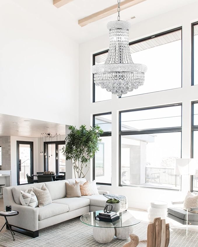 10 - Light Unique Empire Crystal Chandelier for Dining Room Foyer Entryway Living Room Bedroom Chrome Finish-HomvellaHome