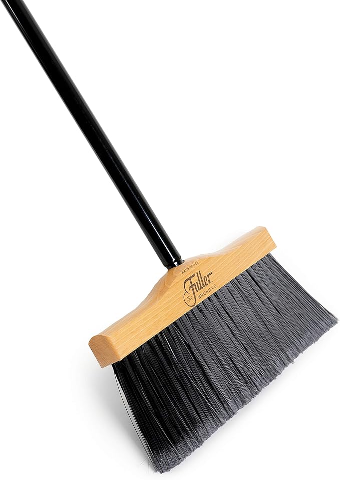12” Upright Broom with 2 Piece Black Steel Threaded Handle-HomvellaHome