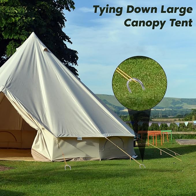 12 inches Tent Stakes Heavy Duty 34-Pack, 5/16" Diameter J Hook Fence Stakes Rebar Ground Stake for Inflatables, Tarp, Yard Lawn Outdoor Decoration-HomvellaHome