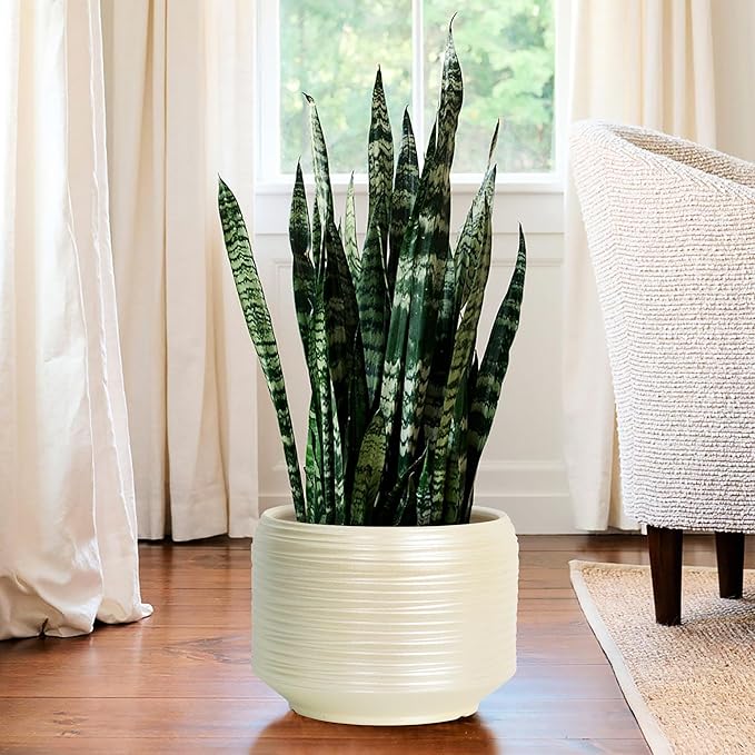 10 Inch Ceramic Plant Pot with Drainage – Large Flower Pot for Indoor Outdoor Plants, Modern Decorative Planter for Patio, Balcony, Garden, or Home Decor-HomvellaHome