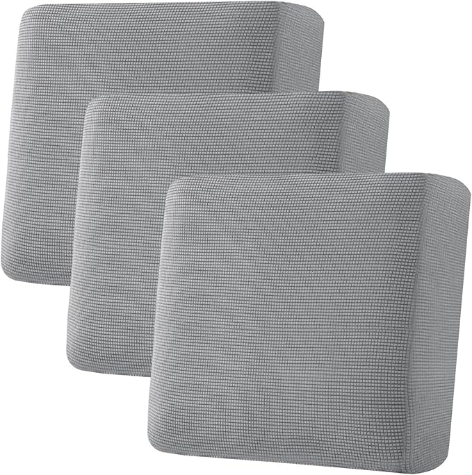 H.VERSAILTEX Super Stretch Individual Seat Cushion Covers - Sofa & Couch Cushion Slipcover Sets - Thick Jacquard Textured Twill Fabric (3 Piece XL, Dove)-HomvellaHome