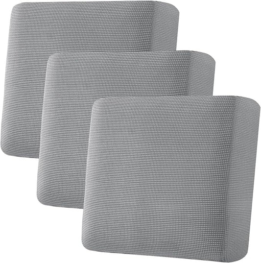 H.VERSAILTEX Super Stretch Individual Seat Cushion Covers - Sofa & Couch Cushion Slipcover Sets - Thick Jacquard Textured Twill Fabric (3 Piece XL, Dove)-HomvellaHome