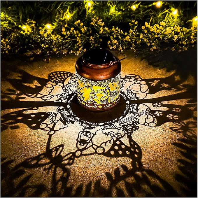 Gnomes Solar Lanterns Outdoor Waterproof,Hanging Solar Lights Gnome Gifts for Women Metal LED Decorative Light for Yard,Patio,Lawn,Tabletop,Pathway,Landscape,Garden Gnomes Decor-HomvellaHome