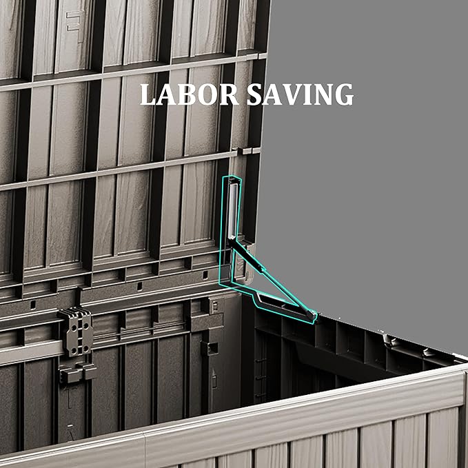 150 Gallon Double-Wall Resin Deck Box - Lockable Waterproof Outdoor Storage Box, 1000lbs Capacity & Doubles as Seating for Patio Furniture - Garden Tools, Pool Accessories (Brown)-HomvellaHome