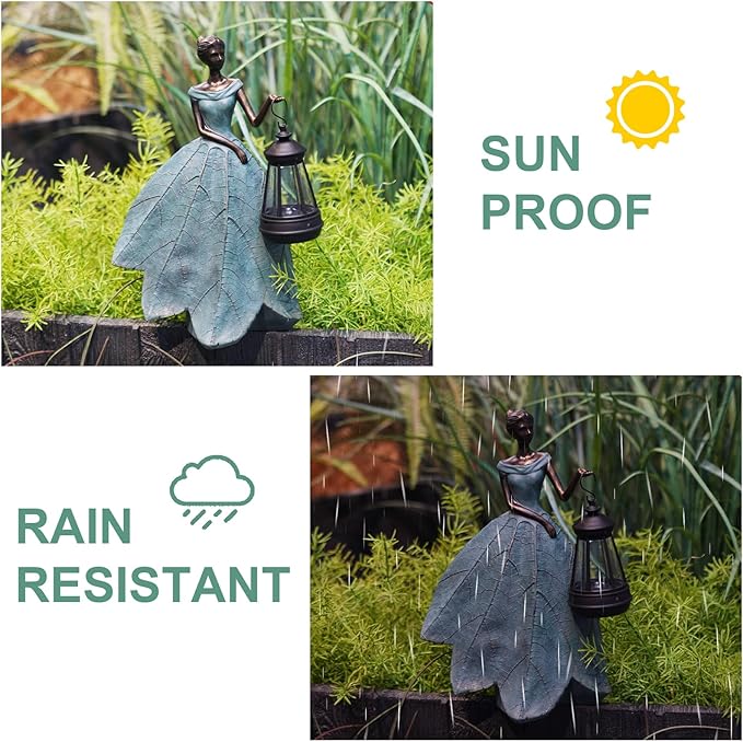 Guichifun Fairy Statues Solar Outdoor Lights - Resin Garden Figurines Decorations for Patio Yard Lawn Decor Housewarming Gardening Gifts for Women Mom 7.4 x 5.3 x 12 Inch-HomvellaHome
