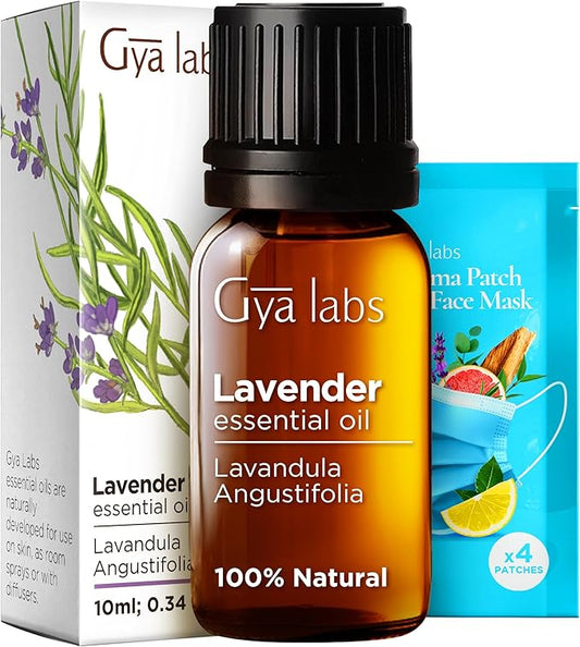 Gya Labs Lavender Essential Oil for Diffuser - 0.34 Fl Oz - 100% Pure Natural Lavender Oil for Skin, Hair, Massage, Aromatherapy & Candle Making Scent-HomvellaHome