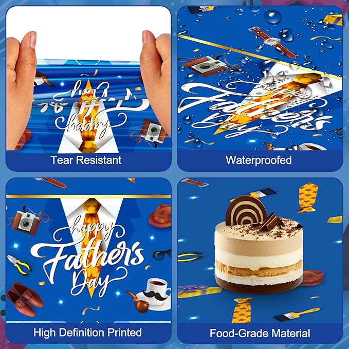 2 Pack Fathers Day Tablecloth - Happy Father's Day Table Cloth, Plastic Disposable Rectangle Blue Father Day Table Cover for Fathers Day Decorations Party Decor Supplies Favors,108 x 54 Inch-HomvellaHome