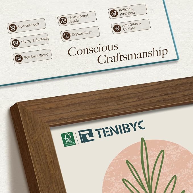 18x24 Poster Frame 3 Pack - Brown Woodgrain, Wood Picture frame, Gallery Picture Frame - Wall Hanging-HomvellaHome