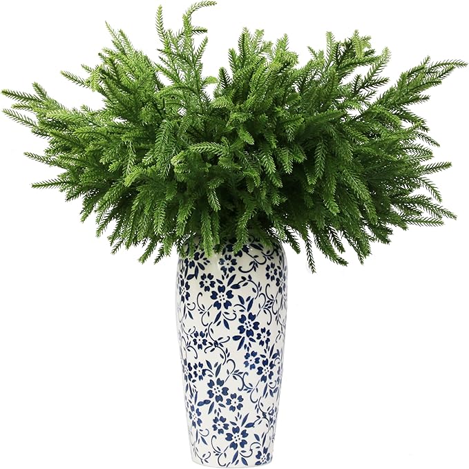 12Pcs Artificial Norfolk Pine Branches 24" Plastic Christmas Plants Decor Faux Greenery Stems Pine Picks Outdoor Faux Plants UV Resistant for Xmas Indoor, Front Porch Home Décor (12, 24inch)-HomvellaHome