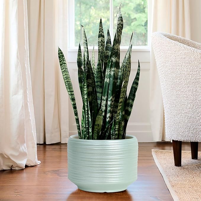 10 Inch Ceramic Plant Pot with Drainage – Large Flower Pot for Indoor Outdoor Plants, Modern Decorative Planter for Patio, Balcony, Garden, or Home Decor-HomvellaHome