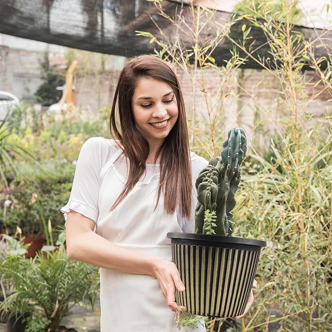 12 inch Planter Indoor Outdoor Plant Pots, 4 Pack Large Plastic Flower Pots with Saucer and Drainage Holes, Decorative Modern Garden Pots for Houseplants-HomvellaHome