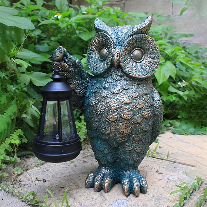 Garden Statues Outdoor, owl Figurines Decorated with Solar Lights, Unique Christmas Birthday Gifts for Moms, Grandmas, Women, Wives, Sisters-HomvellaHome