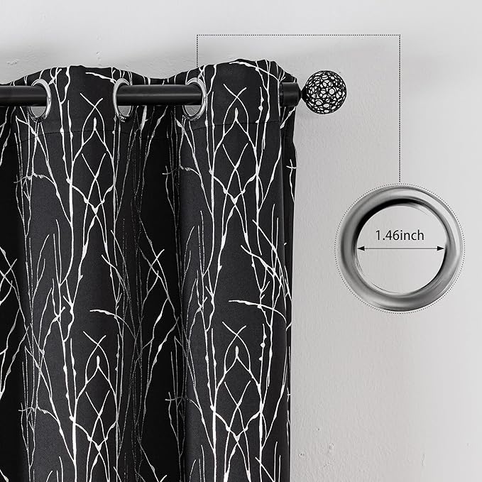 Grommets Blackout Long Window Curtains Black Silver-52W*84L 2PCS Drapes for Bedroom-HomvellaHome