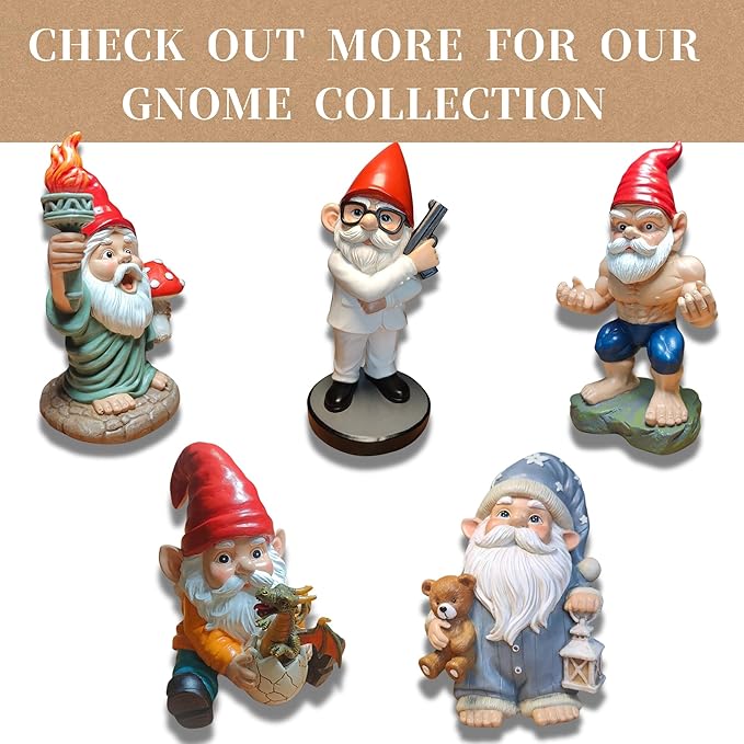 Gnome Decoration for Garden & Home - Professional Hitman Look Statue, Léon Inspired 8.7 Inch Resin Decor, Unique Outdoor Gift for Women/Men-HomvellaHome