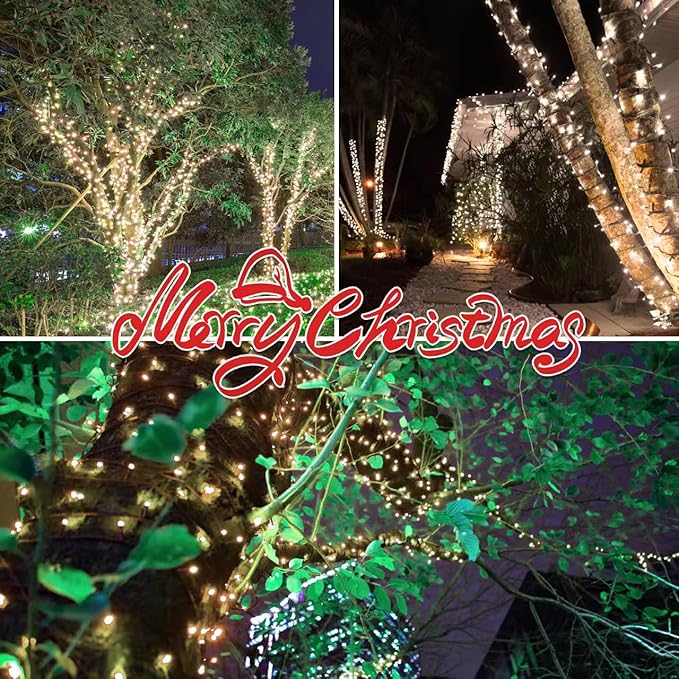 100LIGHTS WARM WHITE Extra-Bright With End Connectors Christmas Decorative Lights 5.98m UL Certified Mini String Light Set Waterproof for Home Garden Holiday Christmas Tree Party Patio Wedding-HomvellaHome