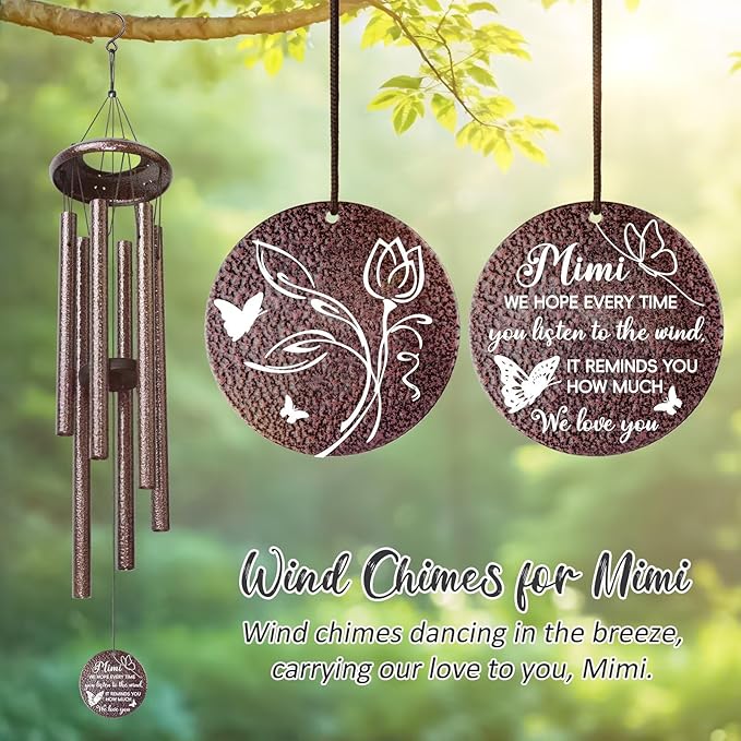 Gifts for Mimi, 25''Wind Chimes, Birthday Gift for Mimi from Grandkids, Mothers Day, Thanksgiving, Christmas Day Gifts Ideas for Love Rreminder-HomvellaHome