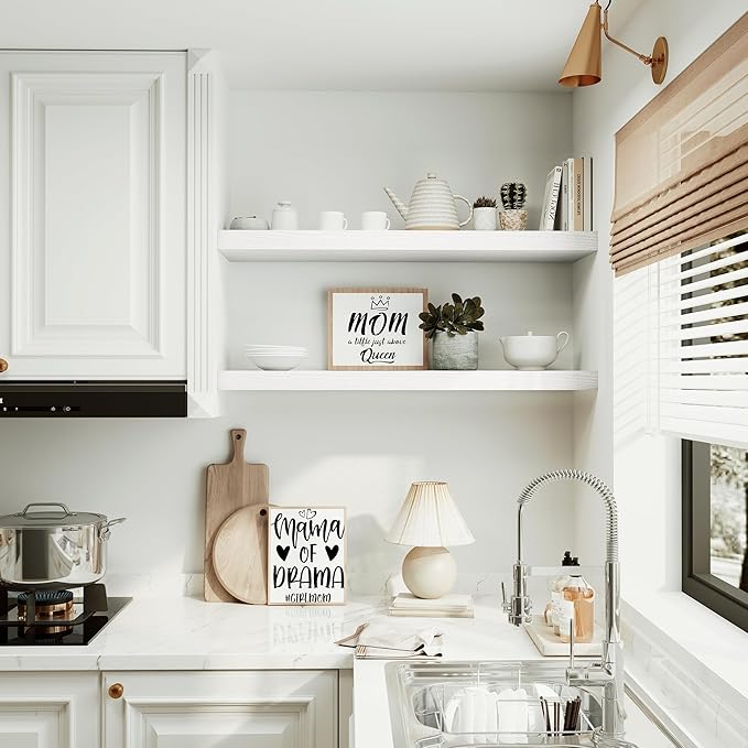 10 inches Deep Floating Shelves 36 inch Long, Wall Shelves Heavy Duty 70 lbs for Bedroom, Bathroom, Living Room, Kitchen, Office, Modern Shelf Home Decor with Invisible Bracket, White-HomvellaHome