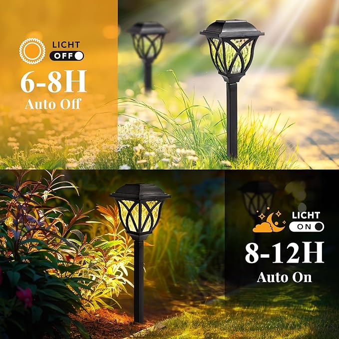 GIGALUMI Solar Lights Outdoor Waterproof, 6 Pack LED Solar Garden Lights, Outdoor Decorations, Garden Decor for Yard, Patio, Landscape, Planter, Walkway (Warm White)-HomvellaHome