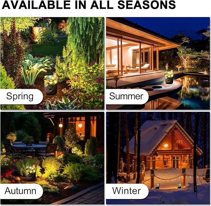 Garden Solar Figurine Light - Flowerpot Succulent Solar Light Outdoor, Solar Powered Lighting Outside Decorations Yard Art Lawn Ornaments for Porch Patio Balcony - Succulent Gifts for Women Mom-HomvellaHome