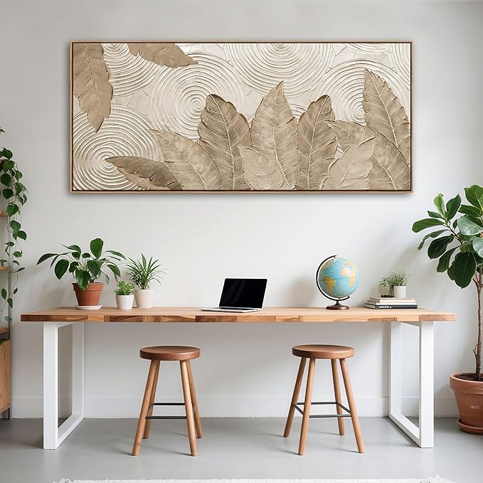 Minimalist & Modern Art for Bedroom Decor Framed Abstract & Textured Artwork for Walls Neutral & Contemporary Beige Pictures - 3D Artwork for Living Room and Boho Style 31×70IN-HomvellaHome
