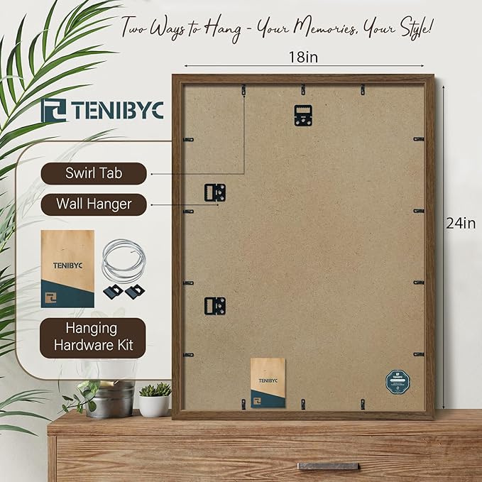 18x24 Poster Frame 3 Pack - Brown Woodgrain, Wood Picture frame, Gallery Picture Frame - Wall Hanging-HomvellaHome