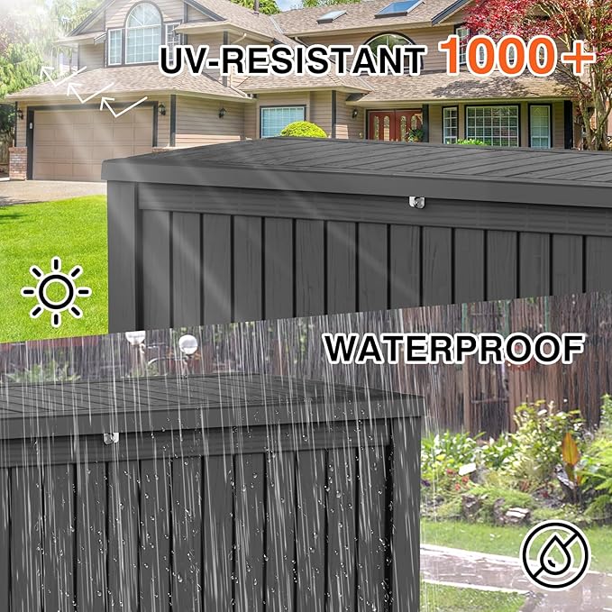 152 Gallon Deck Box Waterproof, UV Resistant Resin Outdoor Storage Box with Hydraulic Rod, Lockable Design and Enhanced Durability for Patio, Garden, and Poolside Use-HomvellaHome