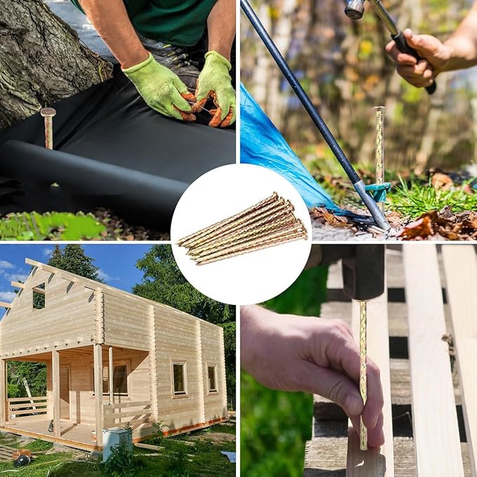 100 PCS 6 Inch Spiral Metal Galvanized Landscape Spikes, Galvanized Non-Rust Metal Garden Stakes, Garden Nails for Artificial Turf, Weed Barrier, Tent, Carpentry and More, by GENHAKON.-HomvellaHome