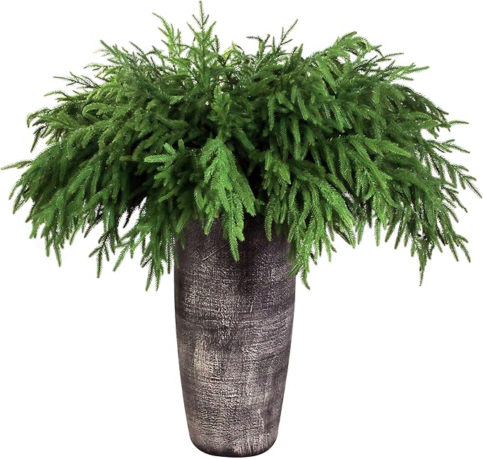 12Pcs Artificial Norfolk Pine Branches 36" Plastic Christmas Plants Decor Faux Greenery Stems Pine Picks Outdoor Faux Plants UV Resistant for Xmas Indoor, Front Porch Home Décor (12, 36inch)-HomvellaHome