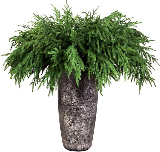 12Pcs Artificial Norfolk Pine Branches 36" Plastic Christmas Plants Decor Faux Greenery Stems Pine Picks Outdoor Faux Plants UV Resistant for Xmas Indoor, Front Porch Home Décor (12, 36inch)-HomvellaHome