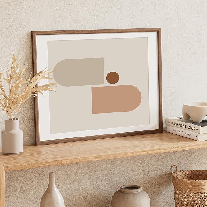 18x24 Poster Frame Natural Solid Walnut Photo Frames with 16x20 Removable Mat Wall Hanging Large Handcrafted Frame with HD Plexiglass Wall and Tabletop Display Large Picture Frame-HomvellaHome