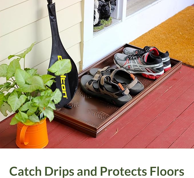 Good Directions Large Boot Tray, Circles Multi-Purpose All Weather Decorative Boot Tray, Shoes, Plants, Garage, Patio Door, Pet Bowls, 34 inch Entry Indoor Shoe Tray, Copper Finish-HomvellaHome