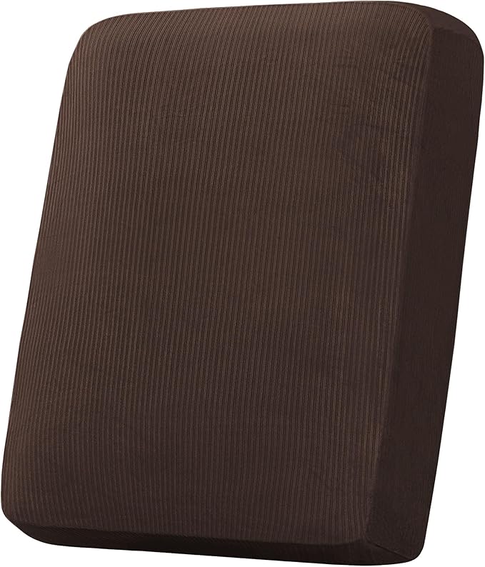 H.VERSAILTEX Velvet Stretch Couch Cushion Cover Plush Cushion Slipcover for Chair Cushion Furniture Protector Seat Cushion Sofa Cover (1 Piece Armchair Cushion Covers, Brown Striped)-HomvellaHome