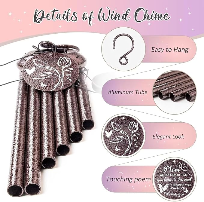 Gifts for Mom, 25''Wind Chimes, Mother Birthday Gifts for mom from Daughter Son, Mothers Day, Thanksgiving, Christmas Day Gift Ideas for Love Rreminder-HomvellaHome