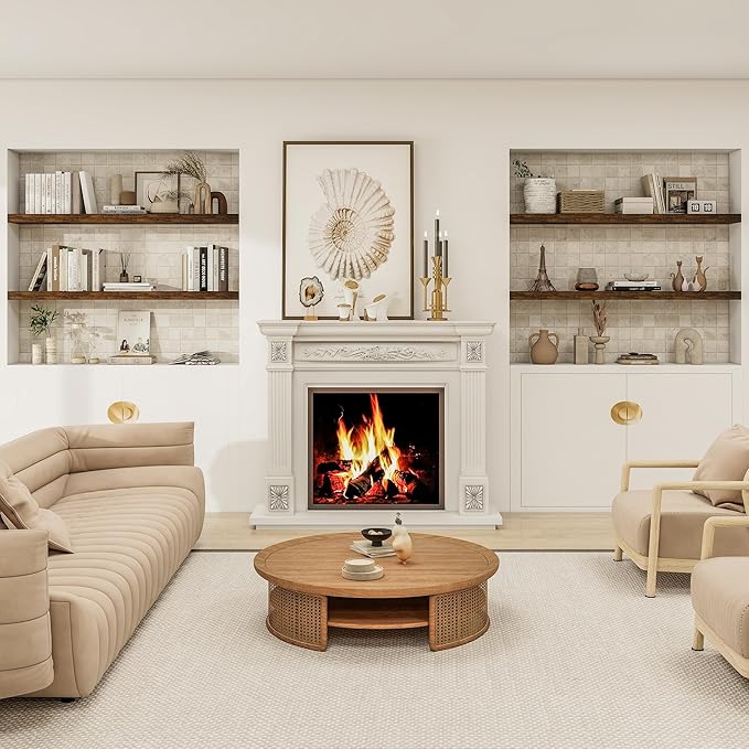 12" Deep Floating Shelves for Wall 48 Inches Long, Heavy Duty Wall Shelves for Bedroom Bathroom Kitchen Laundry Room, Farmhouse Rustic Shelves for Home Decor, 48" X 12" X 2" Set Of 2, Rustic Brown-HomvellaHome