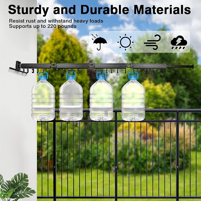 Gezen Clothes Drying Rack, Wall Mounted Drying Rack Clothing Retractable, Foldable Clothes Hanger Rack with 24 Hooks for Laundry Room Organization and Storage, Space Saving, Collapsible, Quad-Fold-HomvellaHome