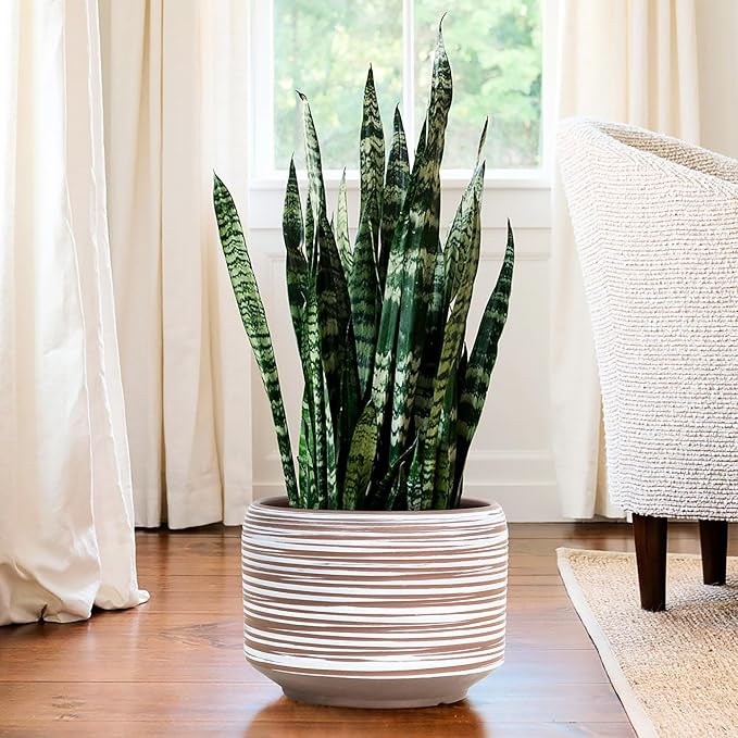 10 Inch Ceramic Plant Pot with Drainage – Large Flower Pot for Indoor Outdoor Plants, Modern Decorative Planter for Patio, Balcony, Garden, or Home Decor-HomvellaHome