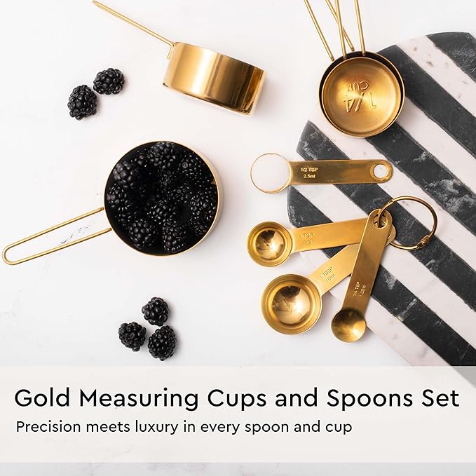 Gold Kitchen Utensils Set - 19-Piece Set Includes Stainless Steel Gold Utensils, White Silicone Tools, and Measuring Cups and Spoons - Luxury Kitchen Accessories for Modern Cooking, Serving, & Gifting-HomvellaHome