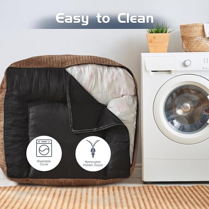 Giant Bean Bag Chair Sofa for Adults Teens, Comfy Corduroy Large Bean Bag Chairs with Armrests for Bedroom Living Room, Adult BeanBag Lazy Sofa Couch Chairs with Filler Included-HomvellaHome