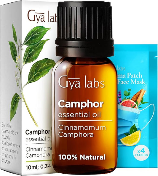 Gya Labs Camphor Oil - 0.34 Fl Oz - 100% Pure Natural Camphor Oil for Skin, Hair, DIY, Aromatherapy - Fresh Sharp & Slightly Woody & for Candle Making Scent-HomvellaHome