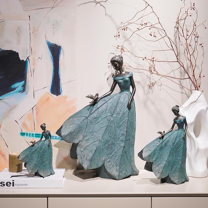 Guichifun Fairy Statue Collection Home Decoration - Leaf Angel Girls Resin Home Garden Decor for Outside or Inside Rustic Fairy Garden Outdoor Yard Figurines Gifts for Women 8.5 x 5.25 x 12 Inch-HomvellaHome