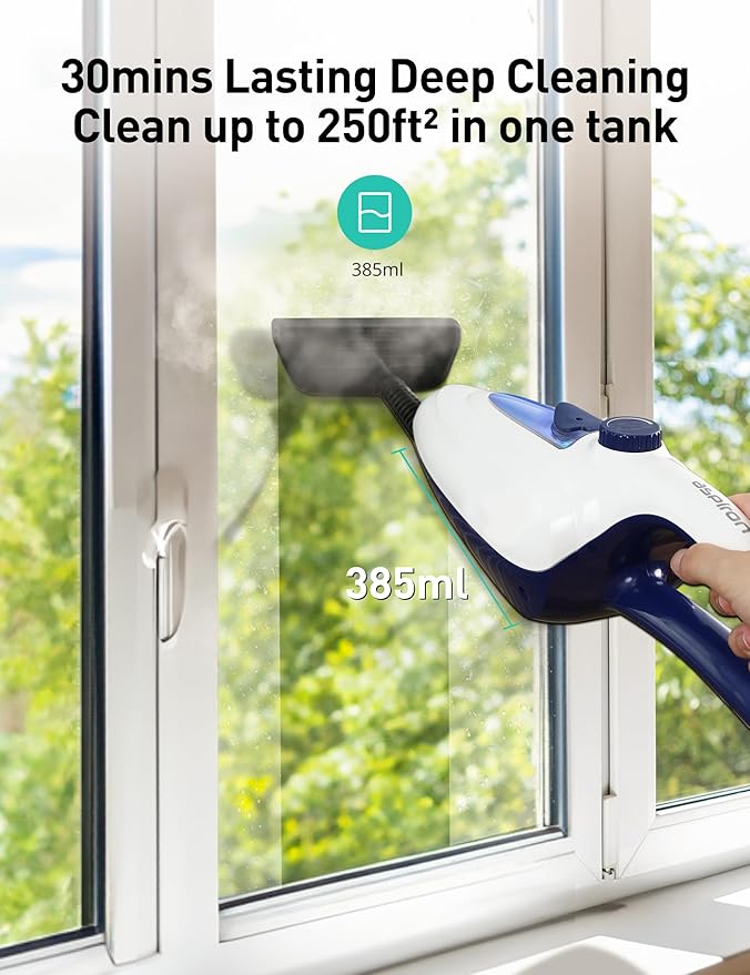 12-in-1 Steam Mop, Fast 15-Sec Heat-Up, 1500W Detachable Handheld Steam Cleaner with 2 Dirt Grip Pads, Removes 99.99% Stubborn Stains for Hardwood Floors, Clothes, Windows, Tiles, Furniture, Blue-HomvellaHome