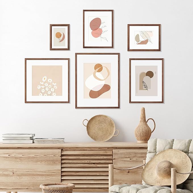 12x16 Picture Frame Natural Solid Walnut Photo Frames with 8.5x11 Removable Mat Wall Hanging Large Handcrafted Frame with HD Plexiglass Wall and Tabletop Display Large Poster Frame-HomvellaHome