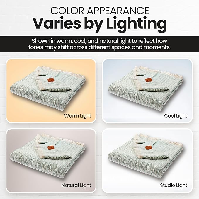 Gold Case Throw Blanket for Couch – 100% Recycled Turkish Cotton Blankets & Throws – Elegant Decorative Throw Blankets for Living Room Sofa – Woven Throws for Couch – Aqua – 60x80-HomvellaHome