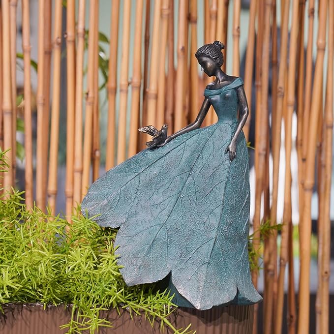 Guichifun Fairy Statue Collection Home Decoration - Leaf Angel Girls Resin Home Garden Decor for Outside or Inside Rustic Fairy Garden Outdoor Yard Figurines Gifts for Women 8.5 x 5.25 x 12 Inch-HomvellaHome