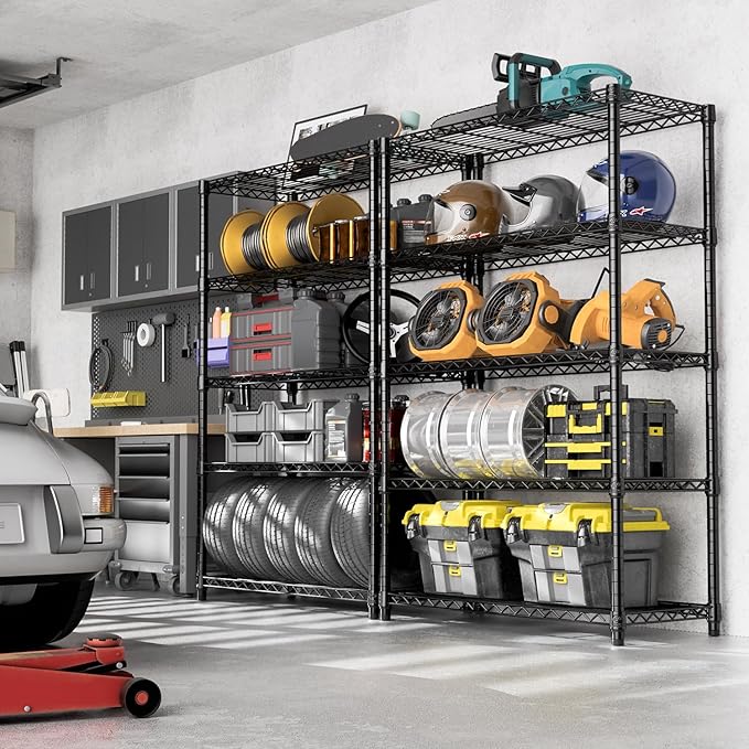 1750 lbs Steel Storage Shelving 5-Tier Utility Shelving Unit Steel Organizer Wire Rack for Home,Kitchen,Office,Garage, 1750 LBS Capacity 17.7" D x 47.2" W x 72.3" H-HomvellaHome