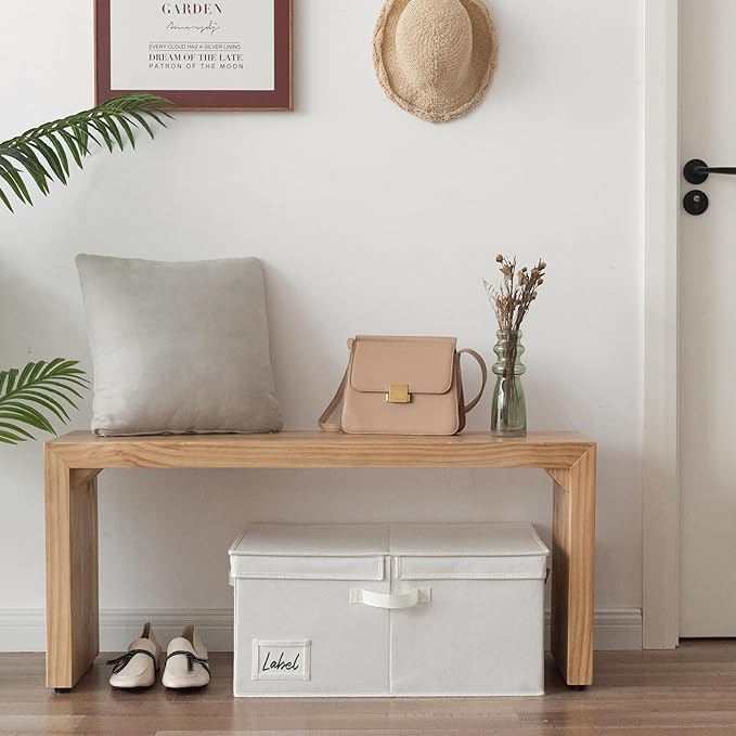 GRANNY SAYS Fabric Storage Bin with Lid, Decorative Storage Boxes, Basket for Shelves, Closet Storage Bins, Large Storage Bins for Clothing, Jumbo, Ivory, 2-Pack-HomvellaHome