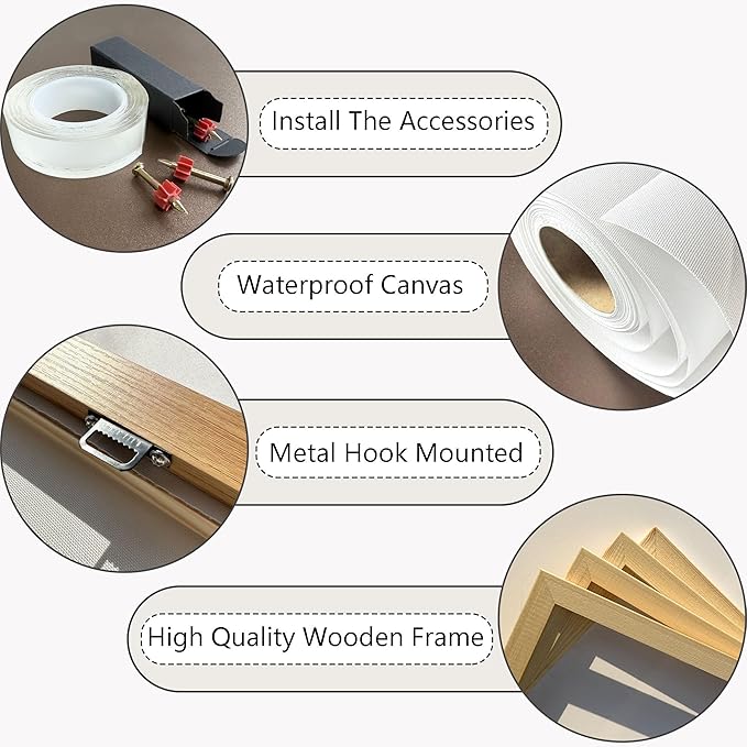 HGUAOA Coastal Wall Art - Large Landscape Wall Pictures for Living Room, Bedroom Pictures, Ocean Beach Artwork, Blue Wall Art, Above Bed Decor, Coastal Landscape Wall Art, Beach Pinting-HomvellaHome